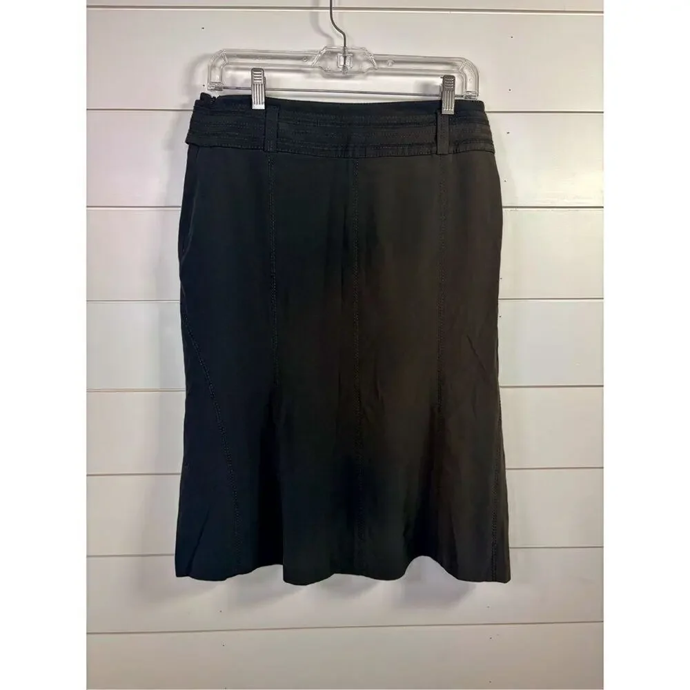 Karen Millen Women's Paneled Bow Belted Flared Hem Mini Skirt Black Size 6
